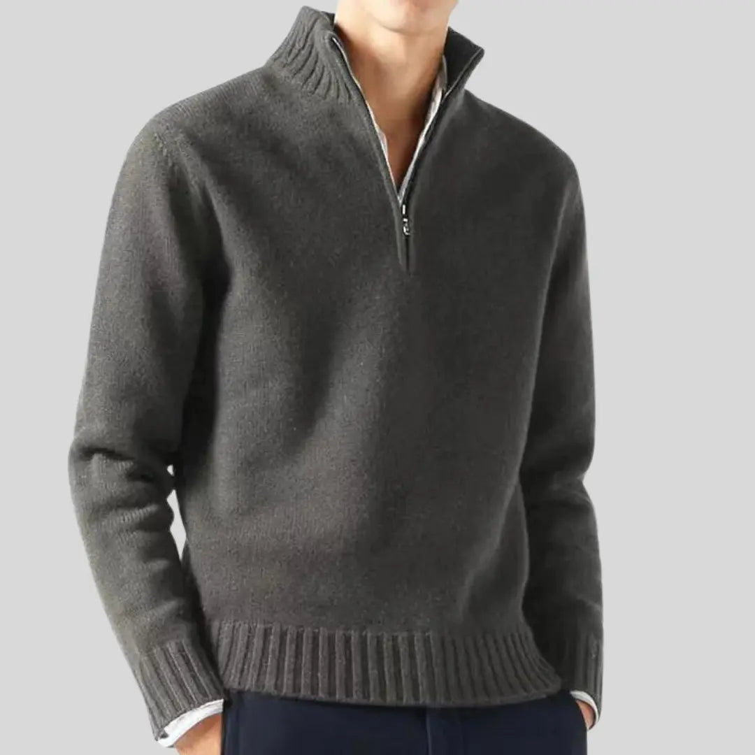 Herr Tröja Halv-Zip Modern Design med Bröstficka 5