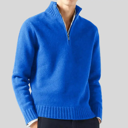 Herr Tröja Halv-Zip Modern Design med Bröstficka 6
