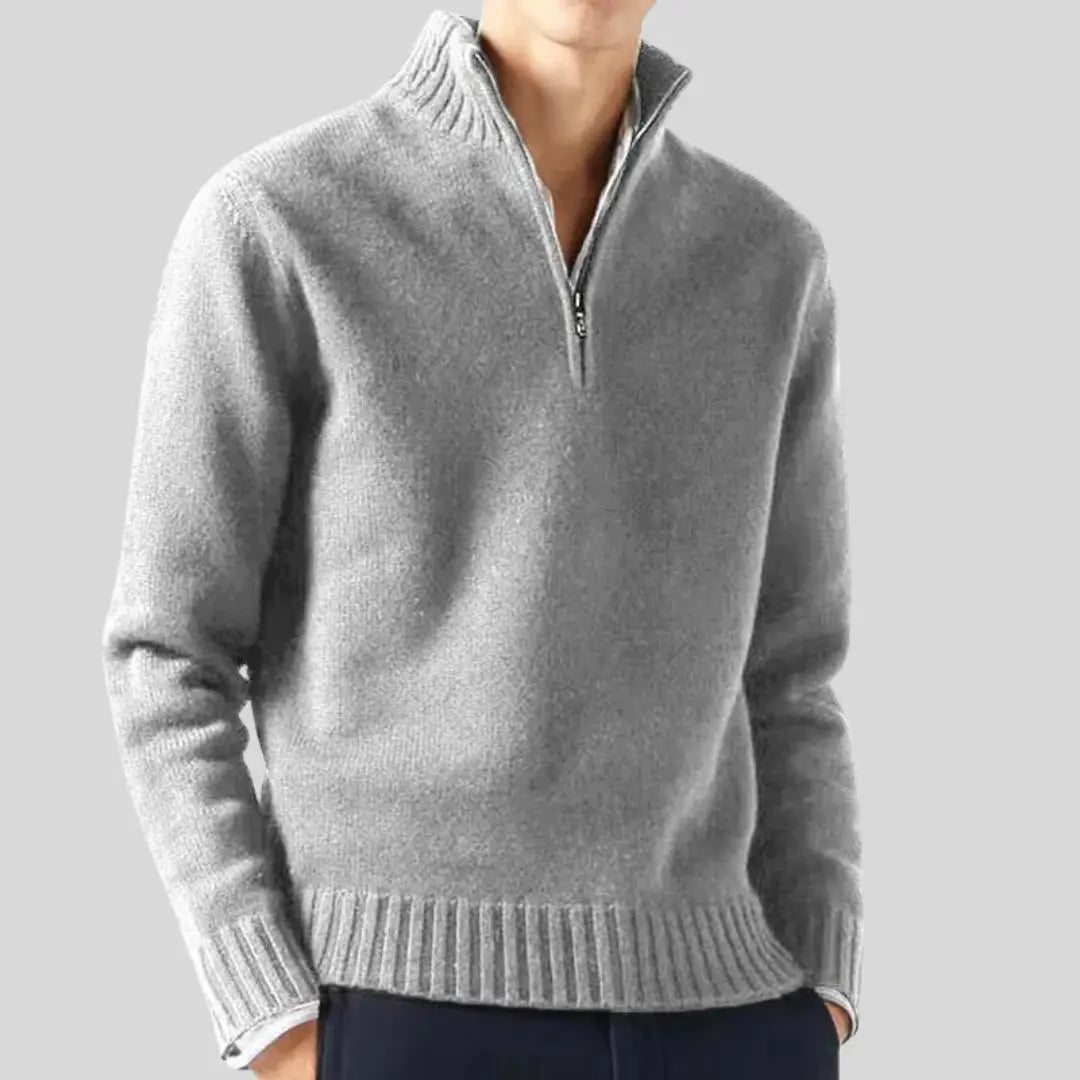 Herr Tröja Halv-Zip Modern Design med Bröstficka 7