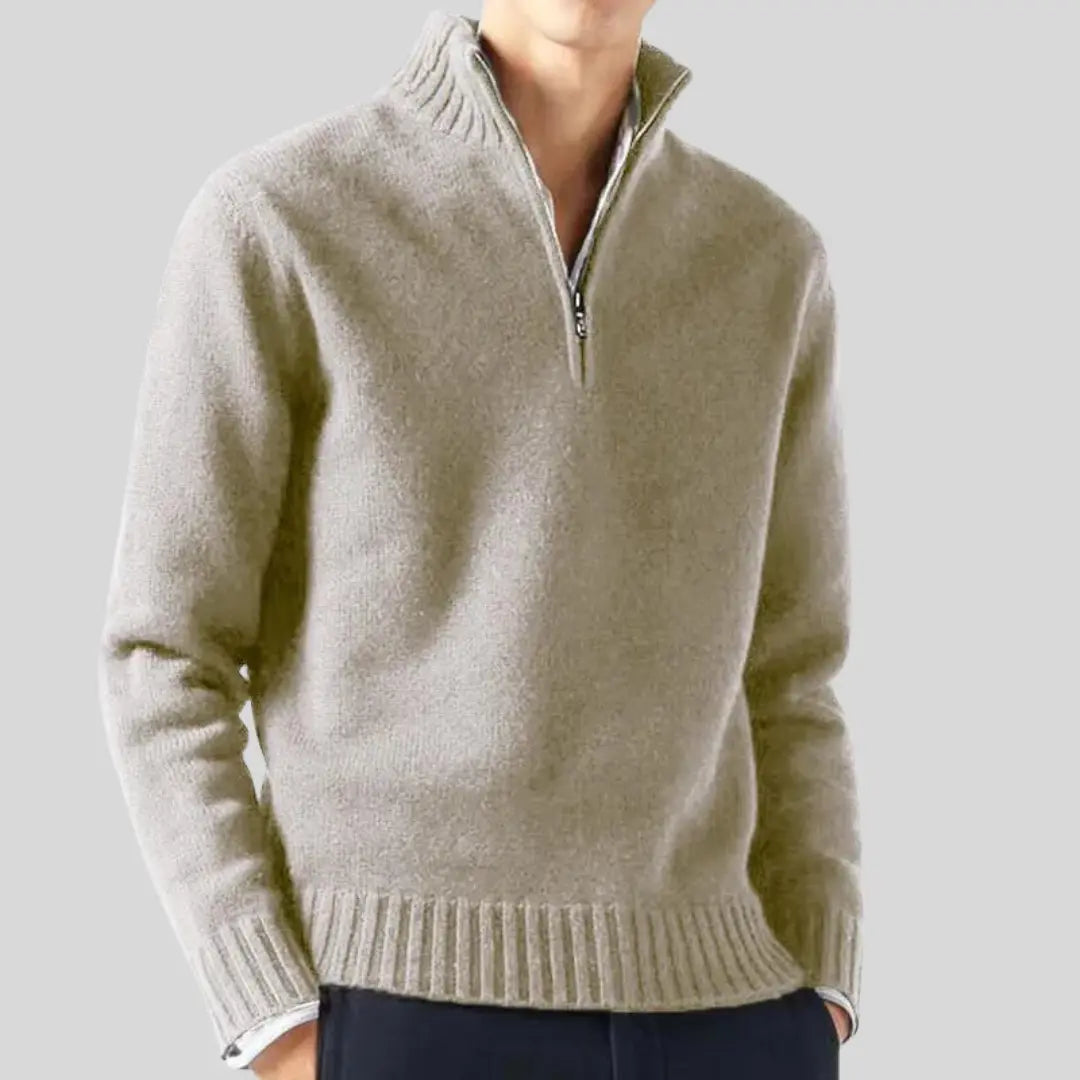 Herr Tröja Halv-Zip Modern Design med Bröstficka 9