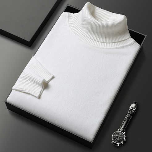 Herr Tröja Hög Krage Ribbad Mjuk Blandning 11