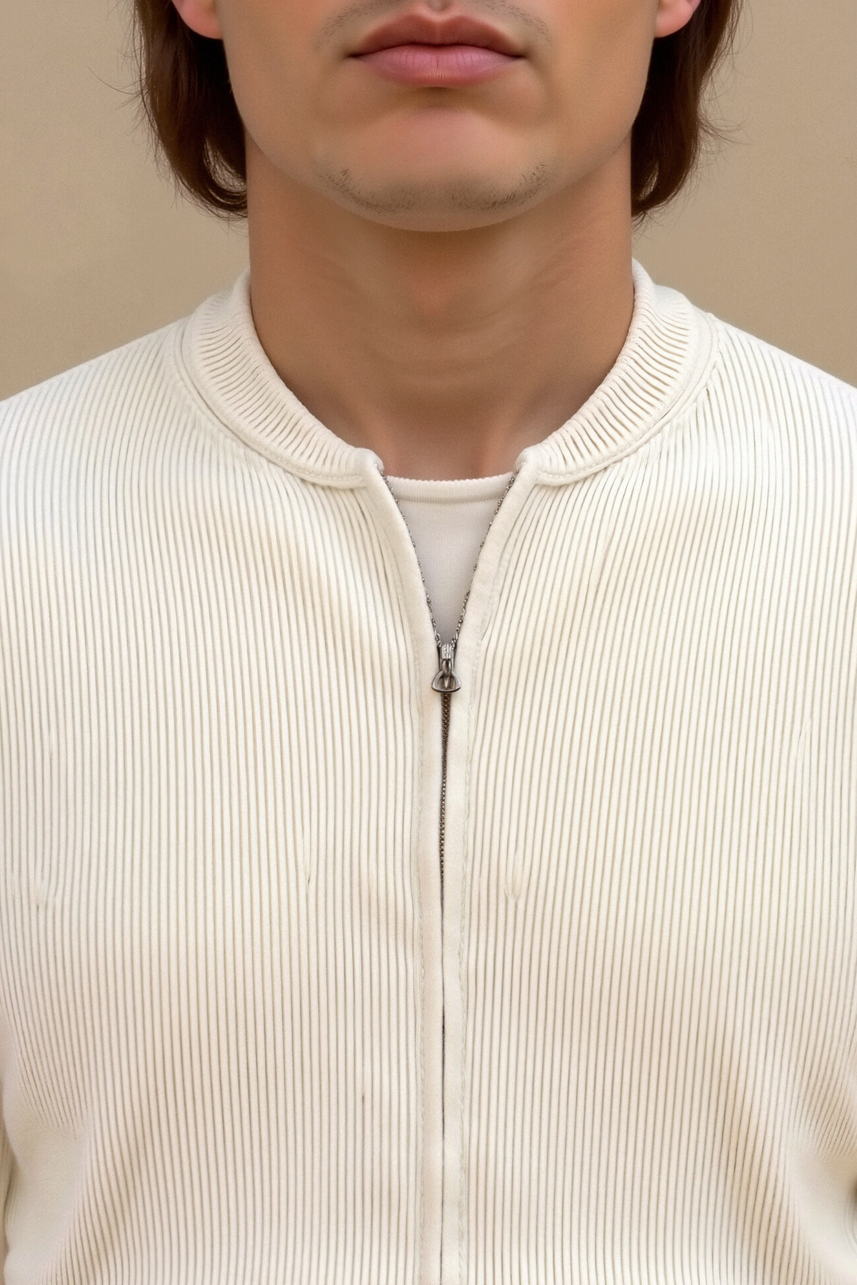 Herr Tröja Rund Halsringning Klassisk Ribbad Stil 4