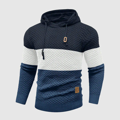 Herr Tröja med Justerbar Huva och Trippelfärgad Design 1