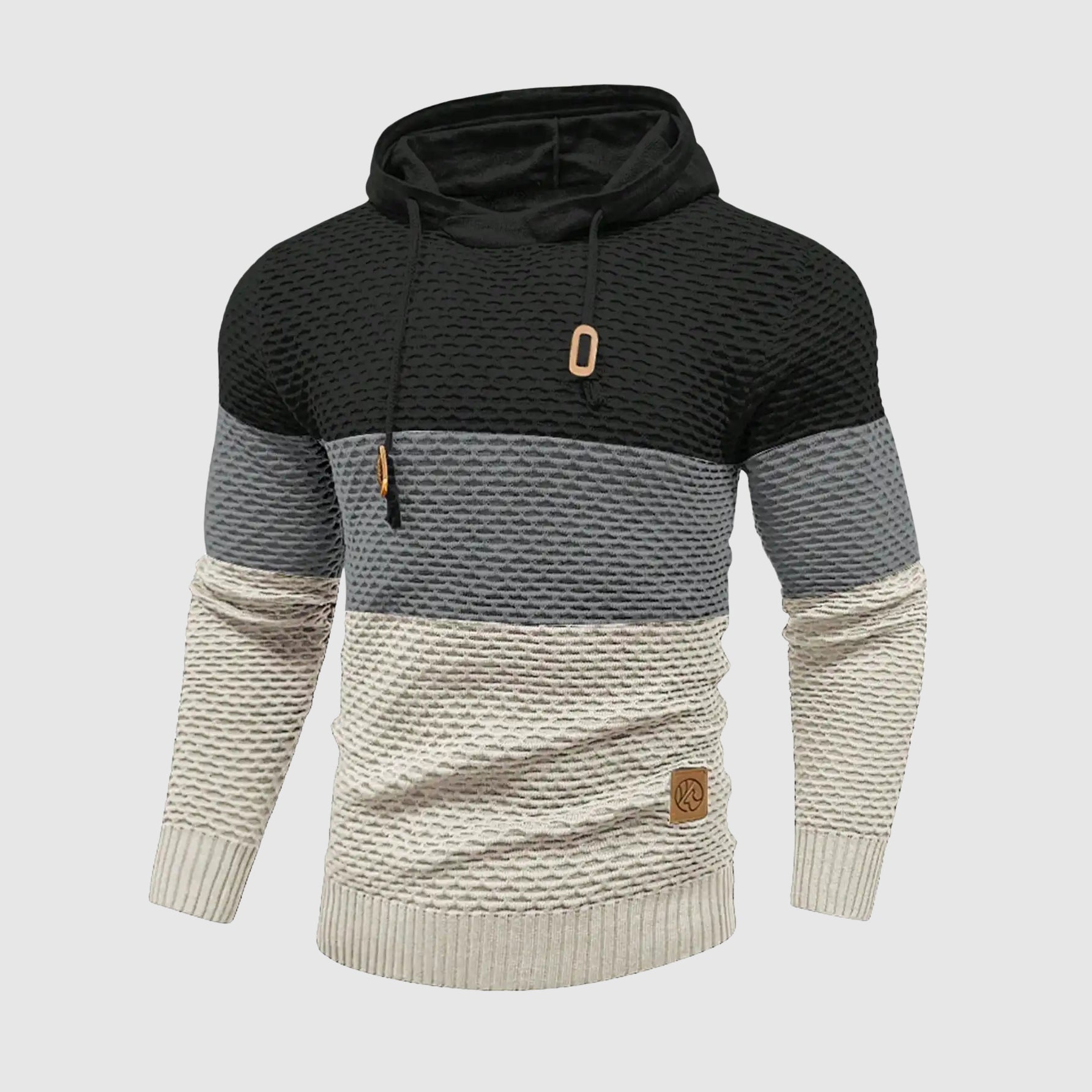 Herr Tröja med Justerbar Huva och Trippelfärgad Design 2