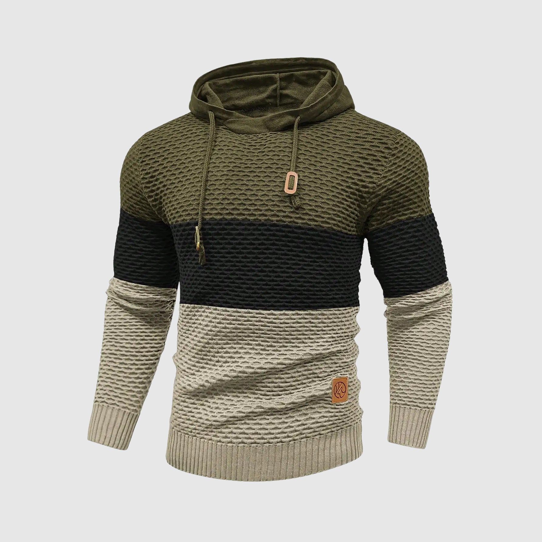 Herr Tröja med Justerbar Huva och Trippelfärgad Design 3