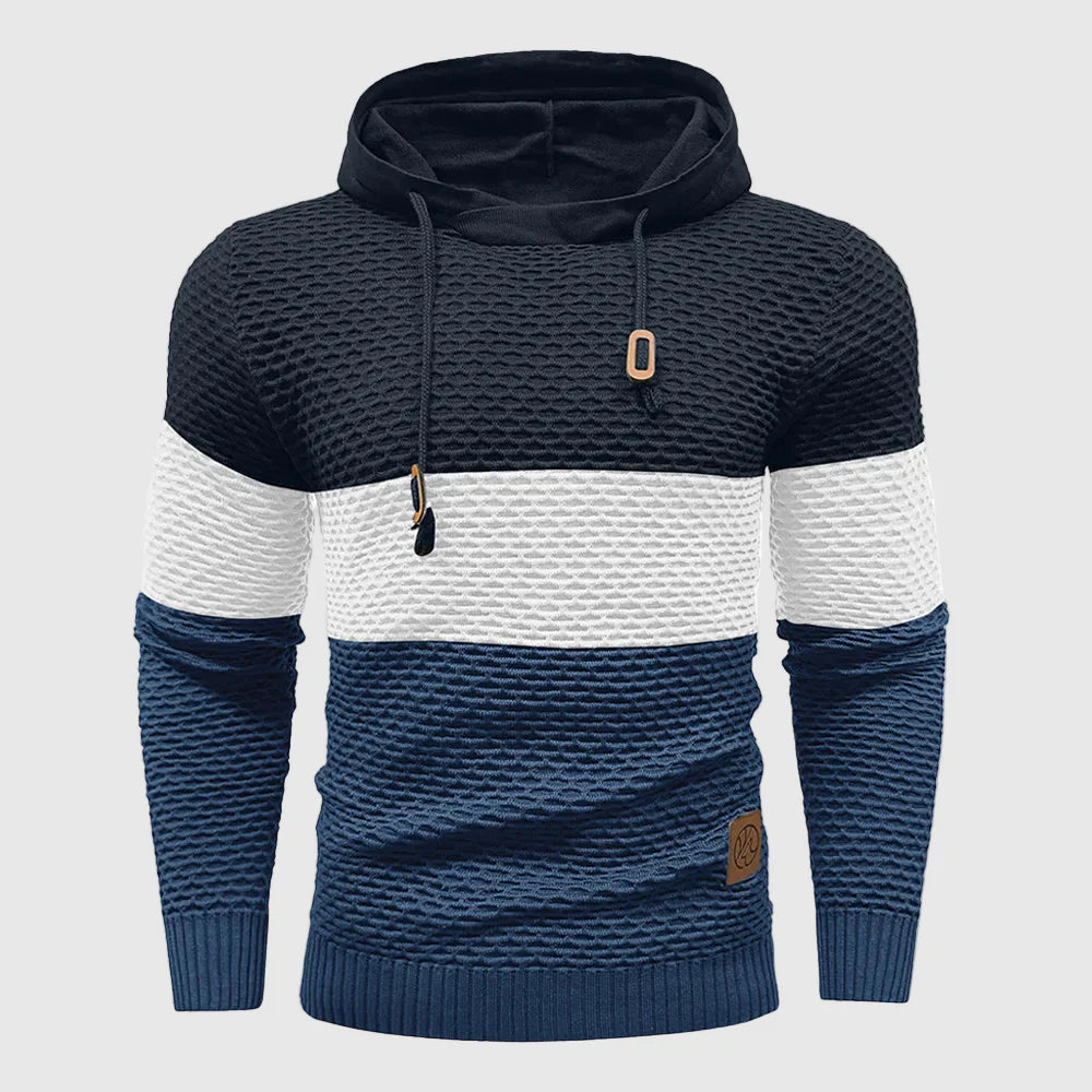 Herr Tröja med Justerbar Huva och Trippelfärgad Design 4