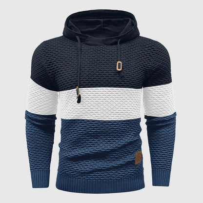 Herr Tröja med Justerbar Huva och Trippelfärgad Design 4