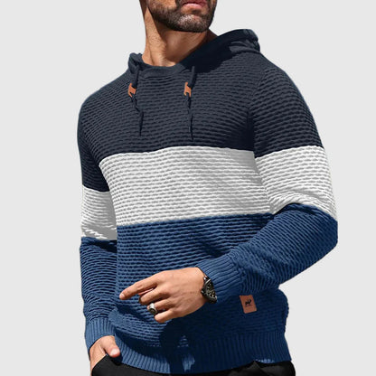 Herr Tröja med Justerbar Huva och Trippelfärgad Design 5