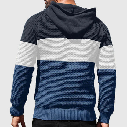 Herr Tröja med Justerbar Huva och Trippelfärgad Design 6