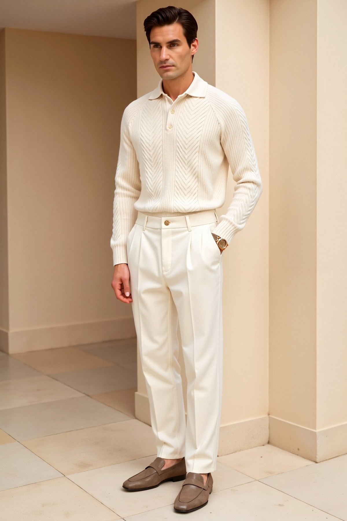 Herr Tröja med Långa Ärmar Retro Stil 2