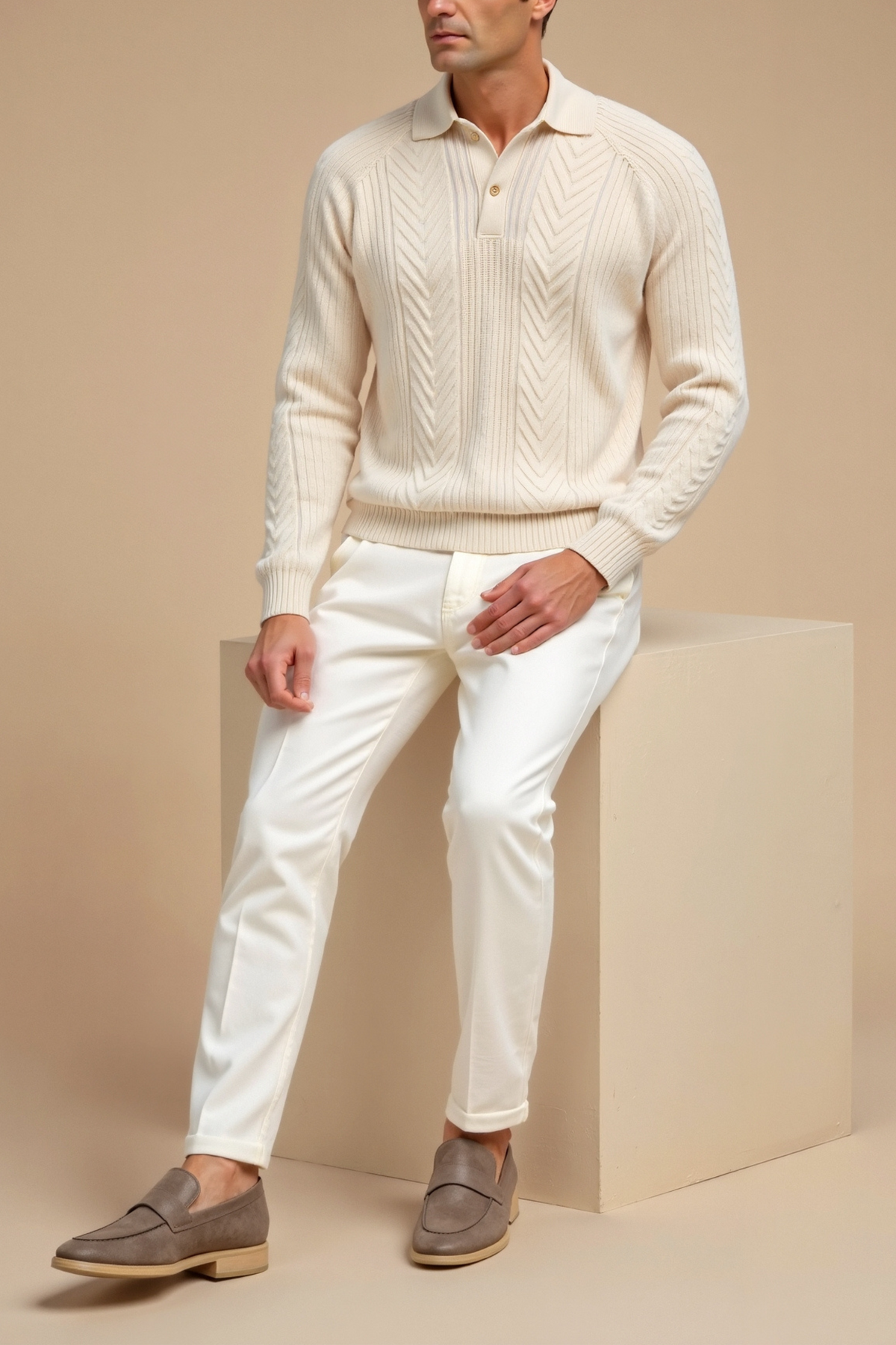 Herr Tröja med Långa Ärmar Retro Stil 5