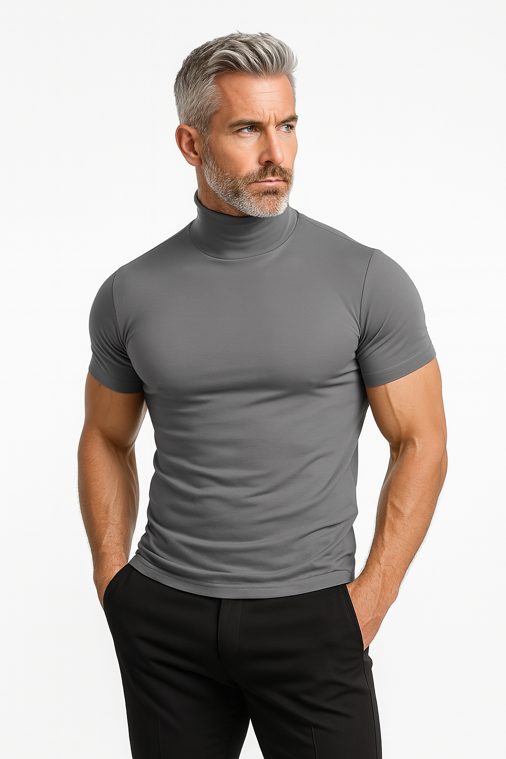Herr Turtleneck Kortärmad Modern Stil 1