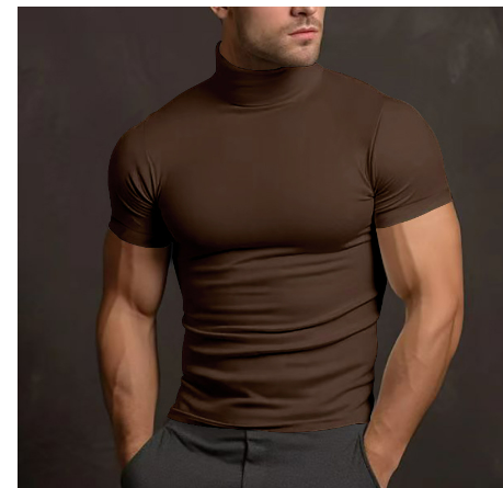 Herr Turtleneck Kortärmad Modern Stil 2