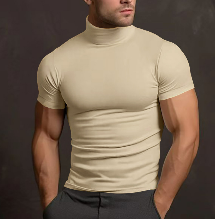 Herr Turtleneck Kortärmad Modern Stil 3