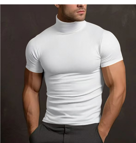 Herr Turtleneck Kortärmad Modern Stil 6
