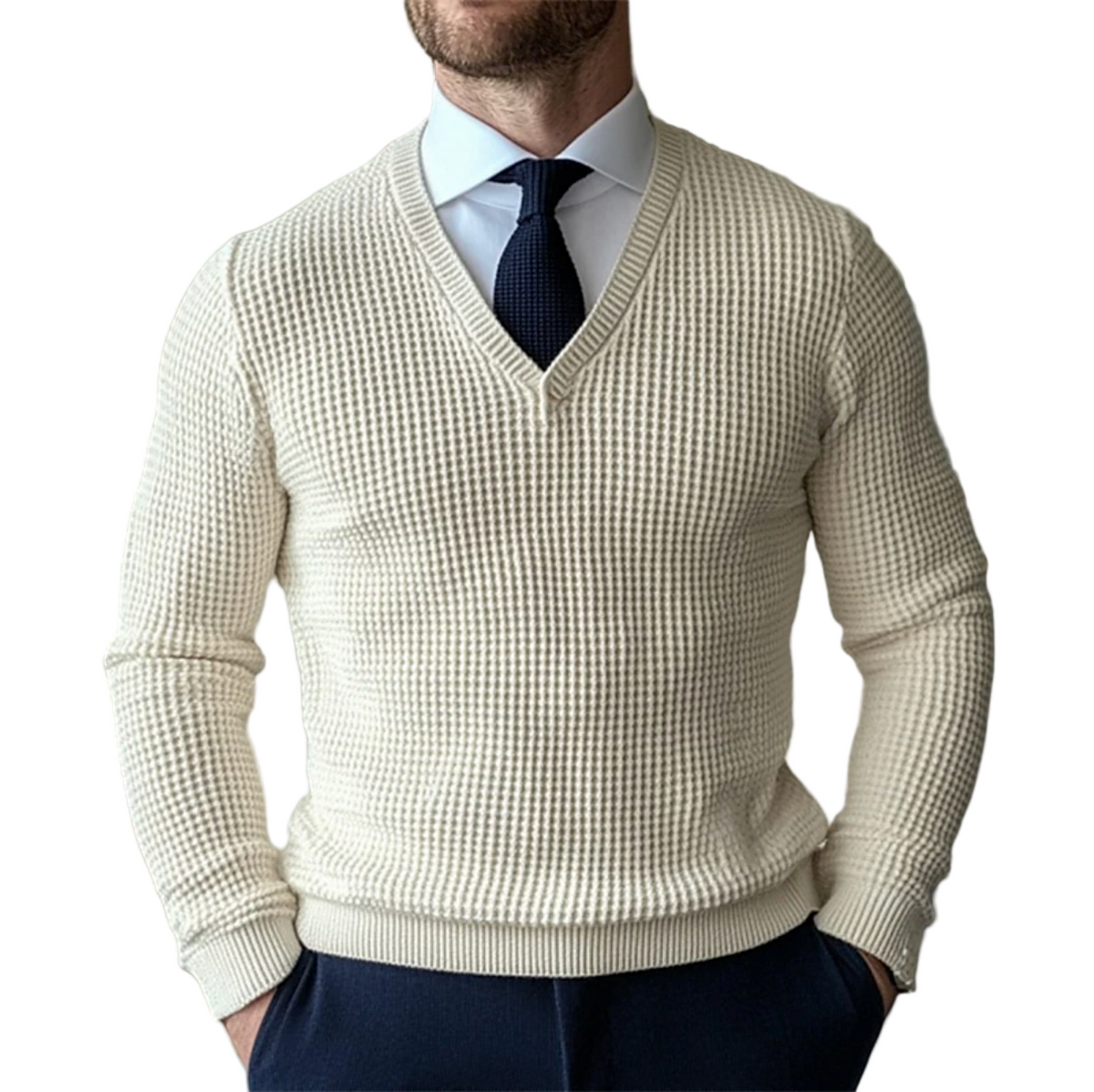 Herr V-ringad Tröja Stilren Design 0