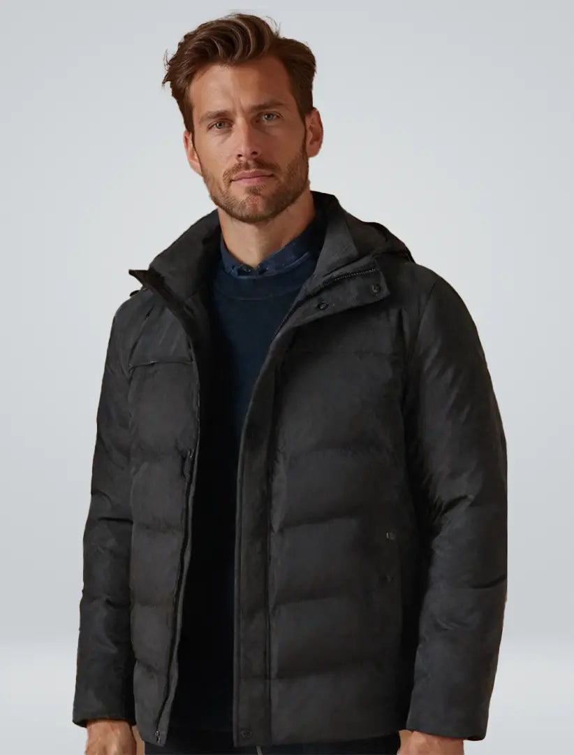 Herr Vinterkappa Parkas Med Justerbar Huva och Praktiska Fickor 1