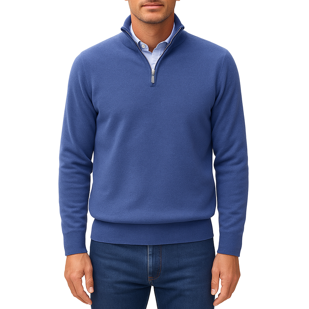 Herr Zip Krage Tröja Stickad Modern Stil 0