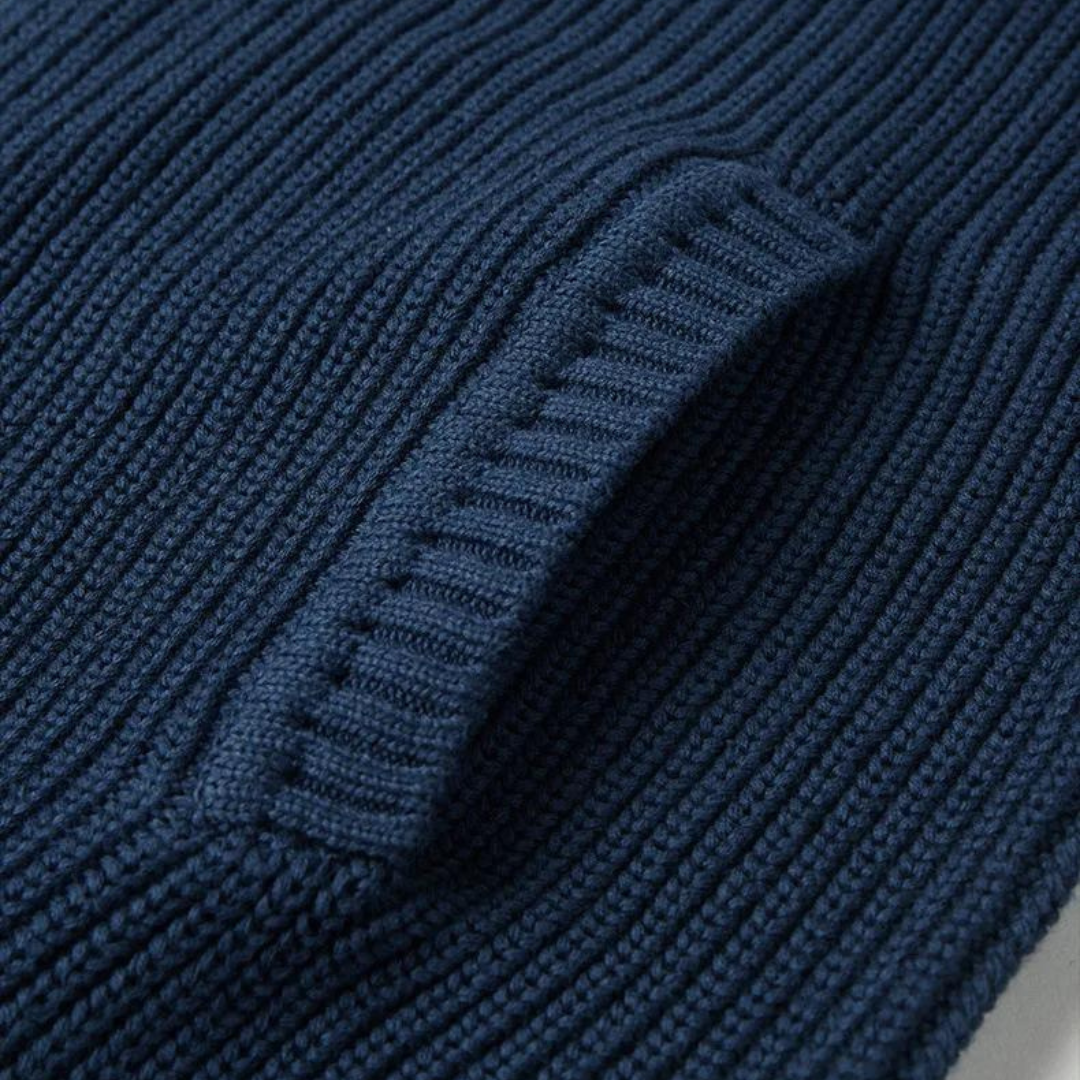 Herr Zip Neck Tröja med Ribbad Design 5