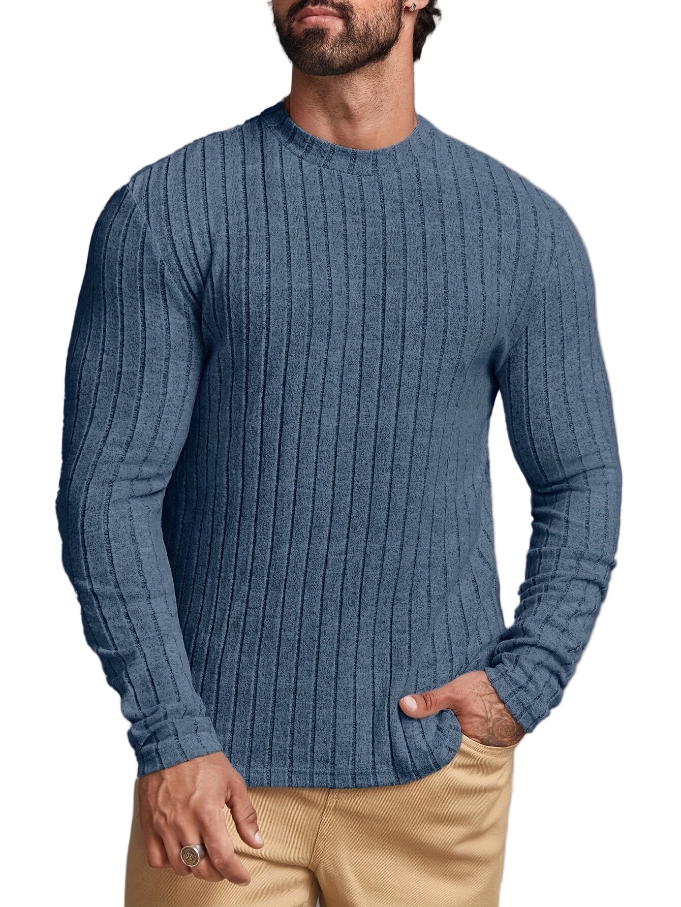 Herrar Casual Crewneck Tröja Stilren 0