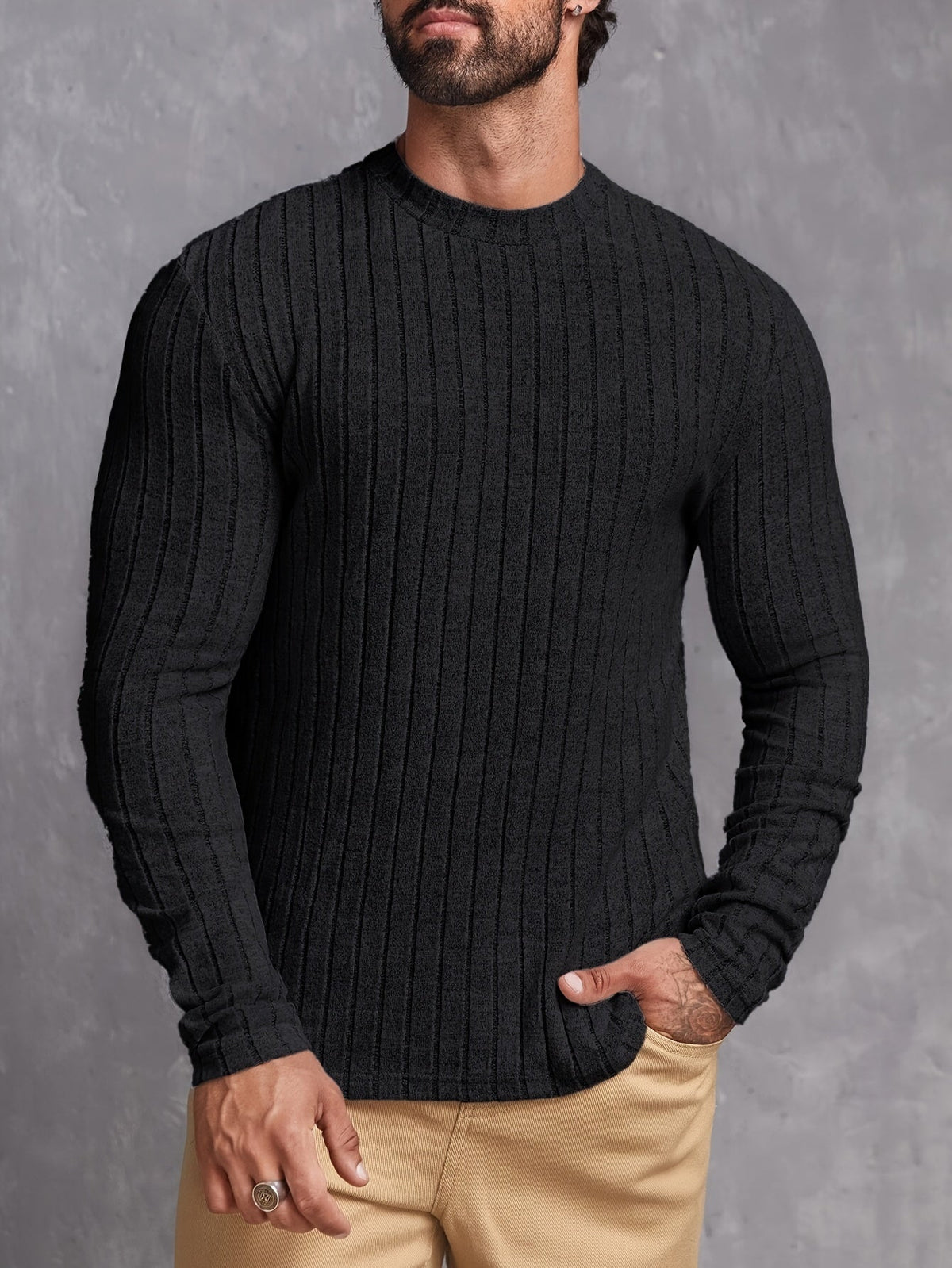 Herrar Casual Crewneck Tröja Stilren 7