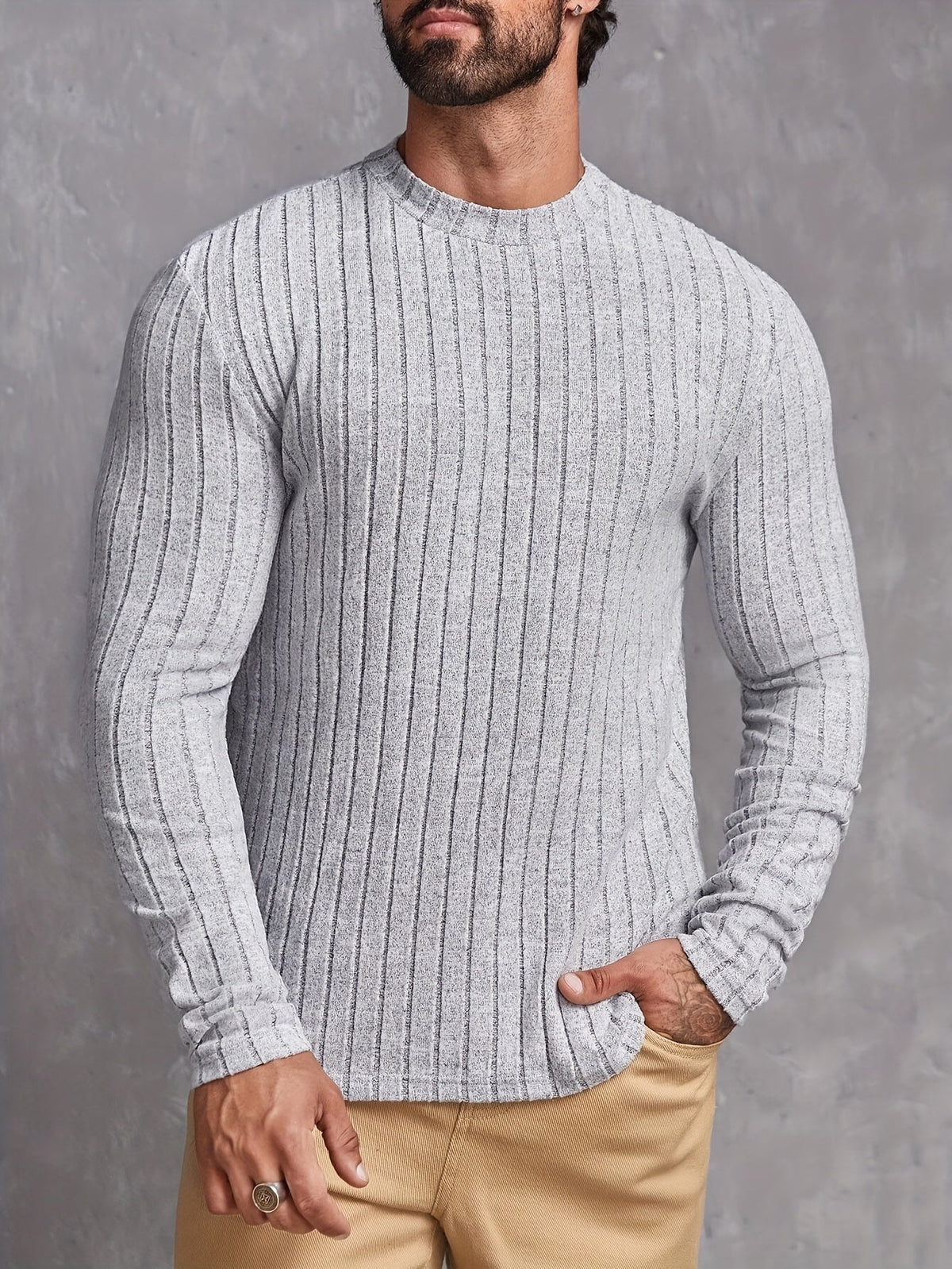 Herrar Casual Crewneck Tröja Stilren 8