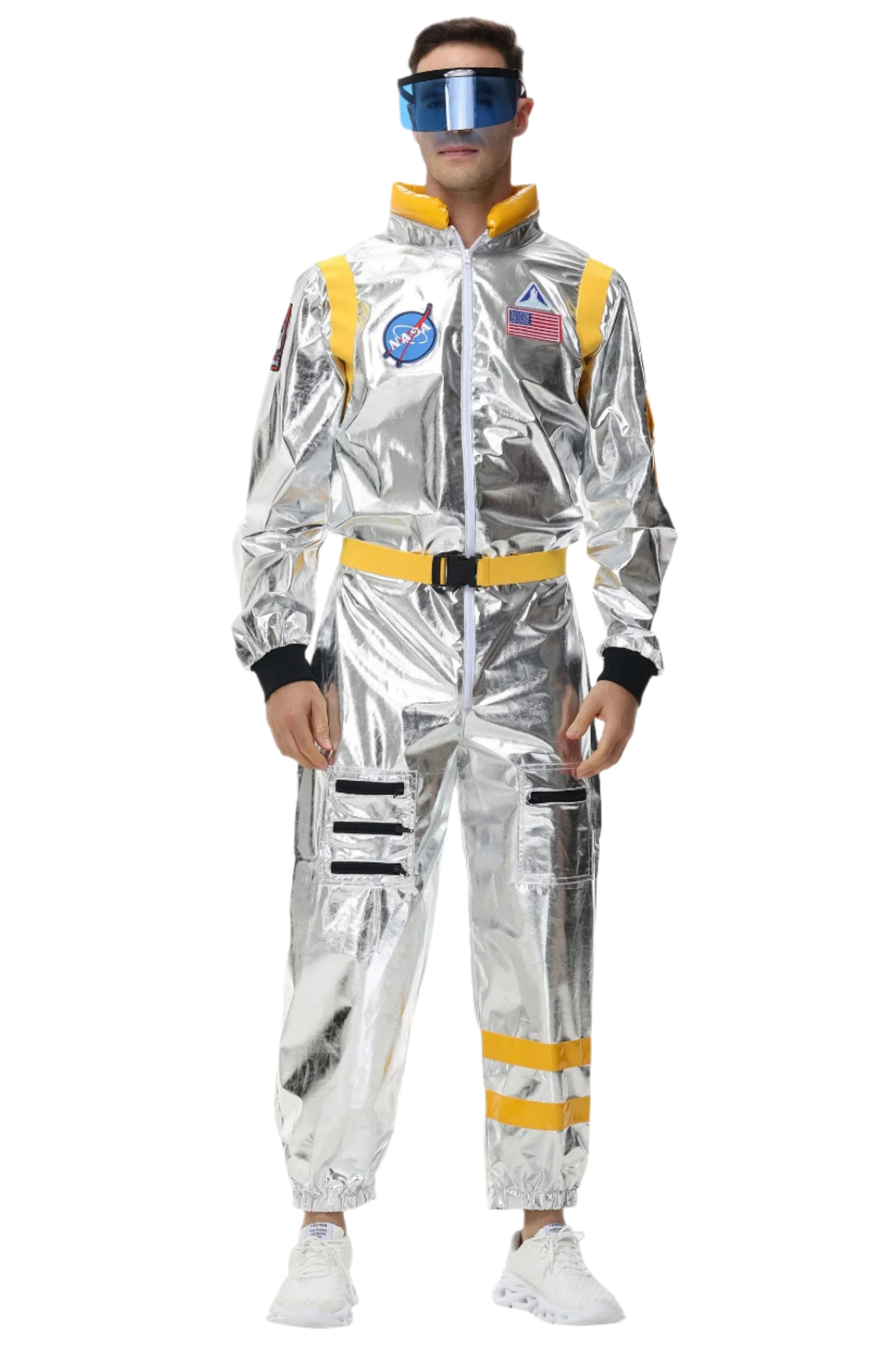 Herrarnas Astronaut Kostym Rymdtema Polyester Silver 11