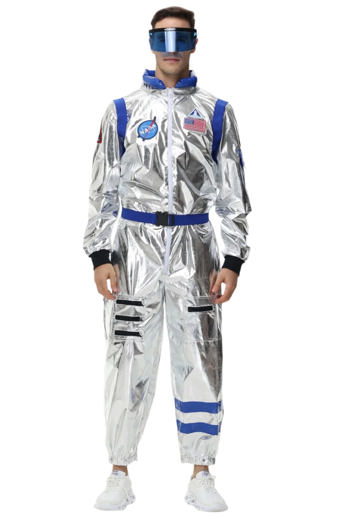 Herrarnas Astronaut Kostym Rymdtema Polyester Silver 12