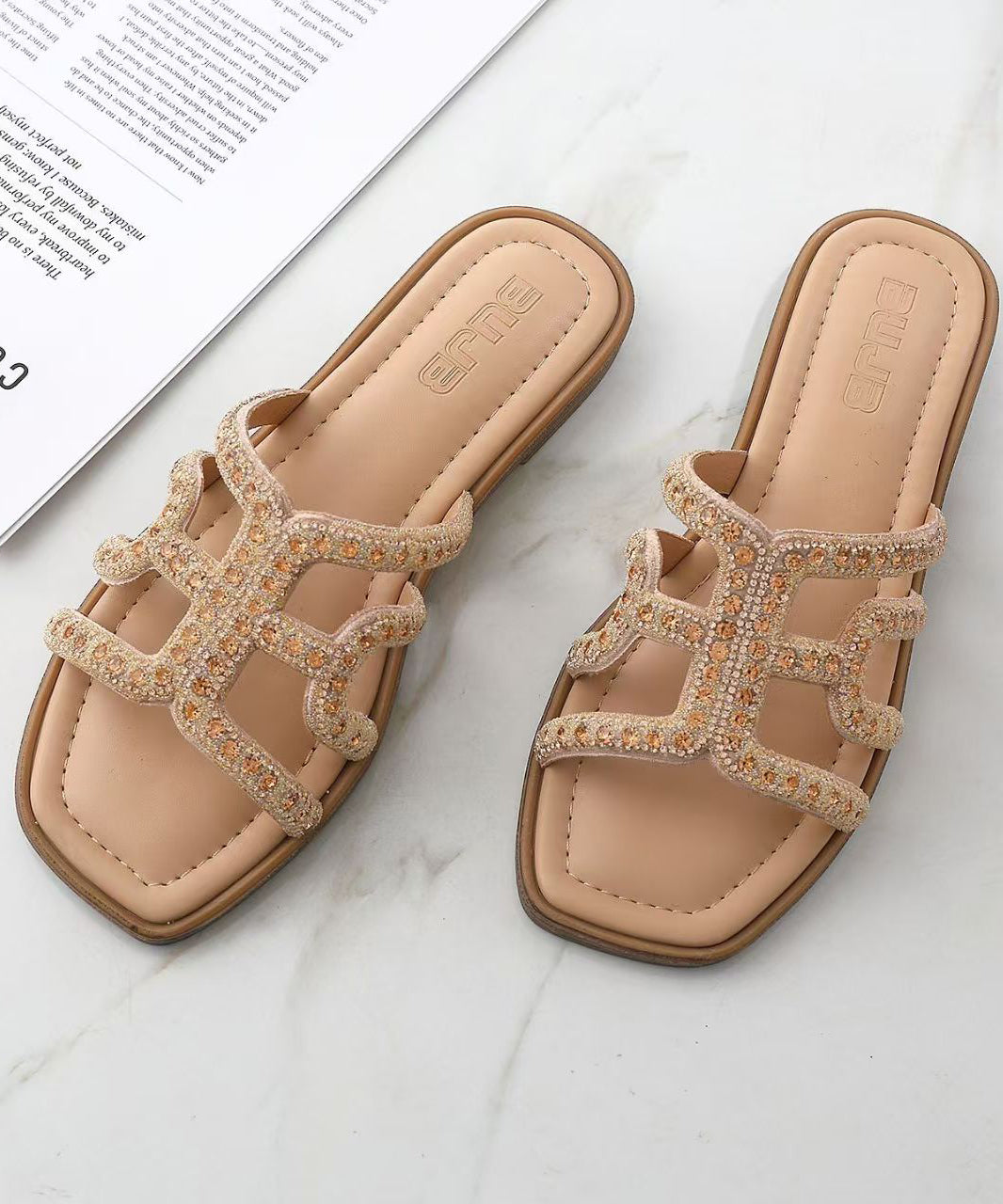 Herrarnas Flip Flops med Rhinestone Detaljer 2