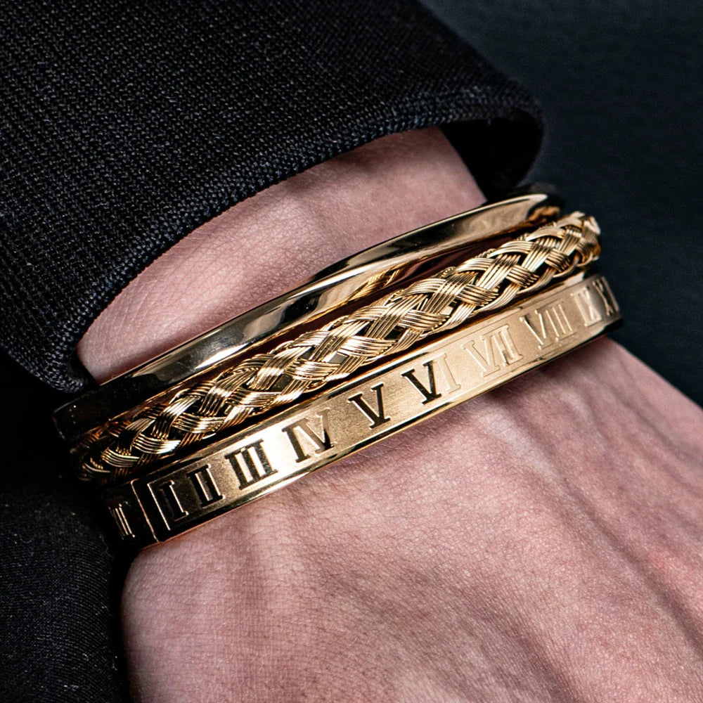 Herrars Armbandsset med Graverade Detaljer 1