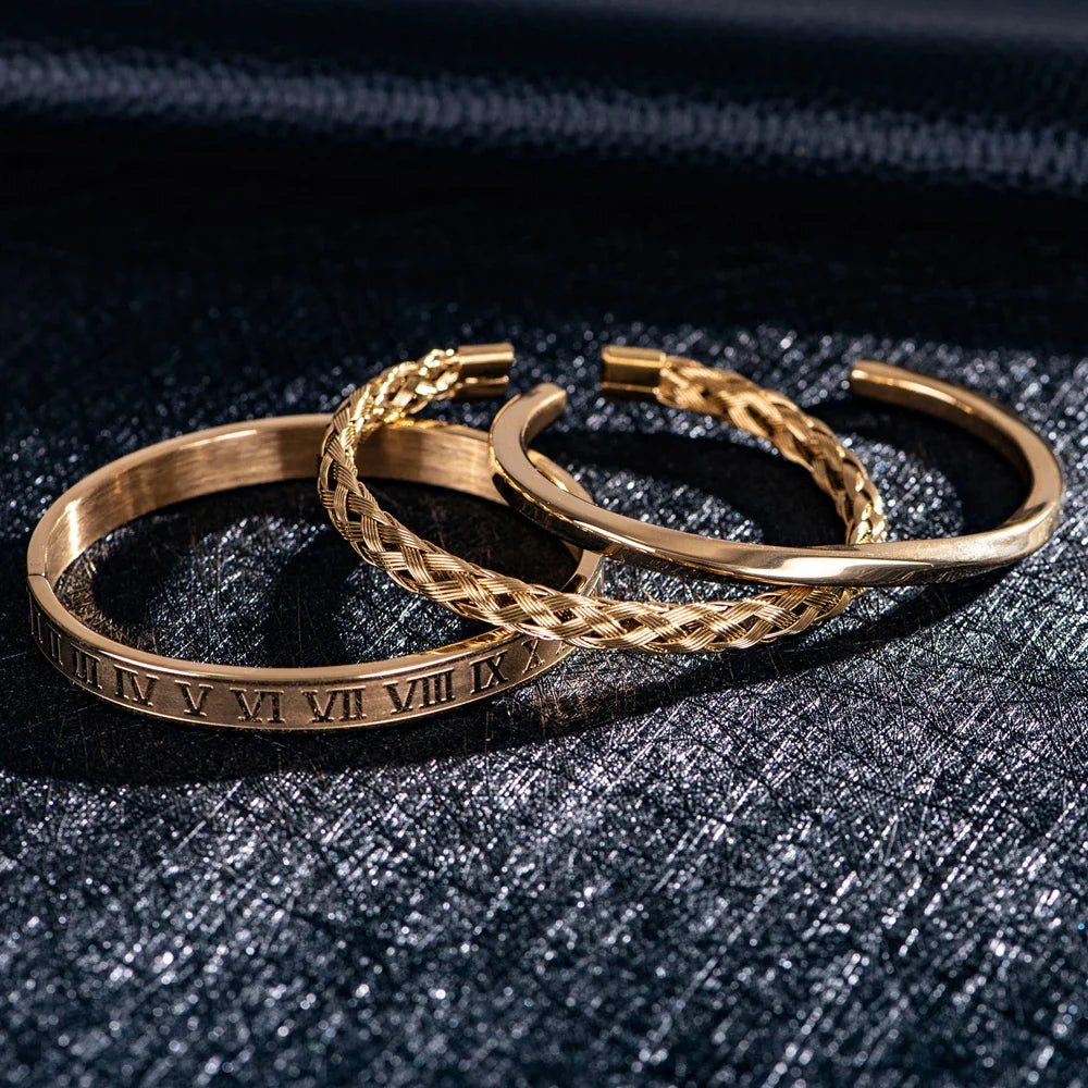 Herrars Armbandsset med Graverade Detaljer 3