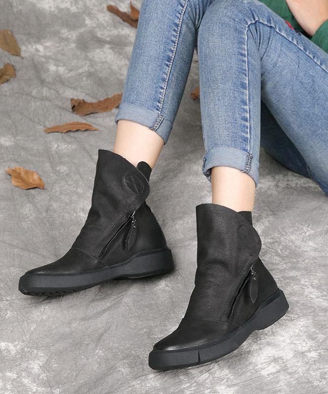 Herrboots Läder med Dragkedja och Gummisula 1