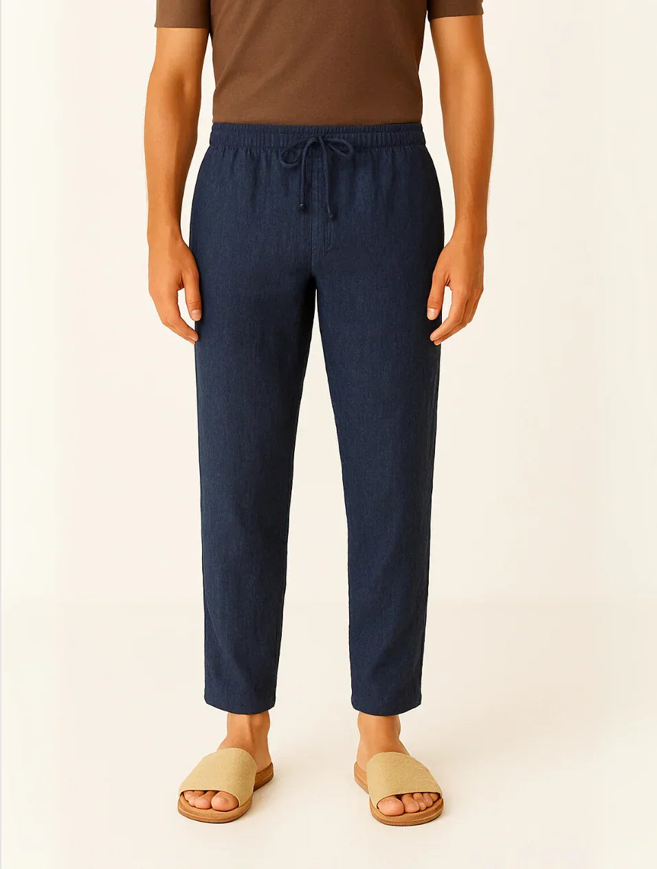 Herrbyxor Avslappnad Avsmalnande Siluett Med Justerbar Midja 6