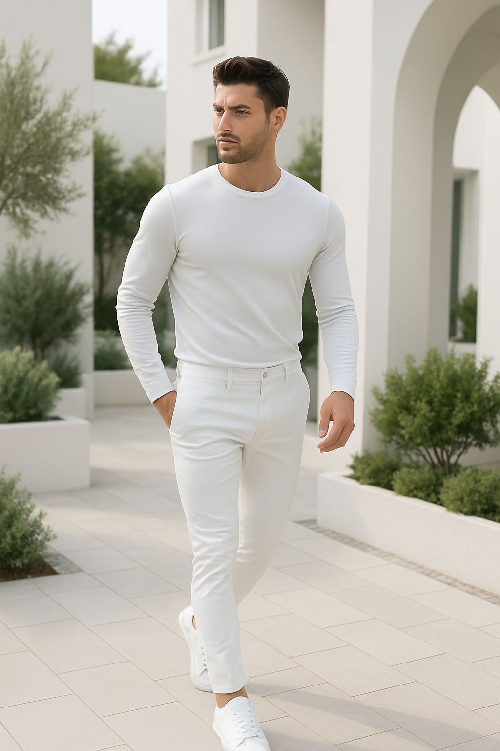 Herrbyxor Slim Fit Stretch Denim Med Fickor 1