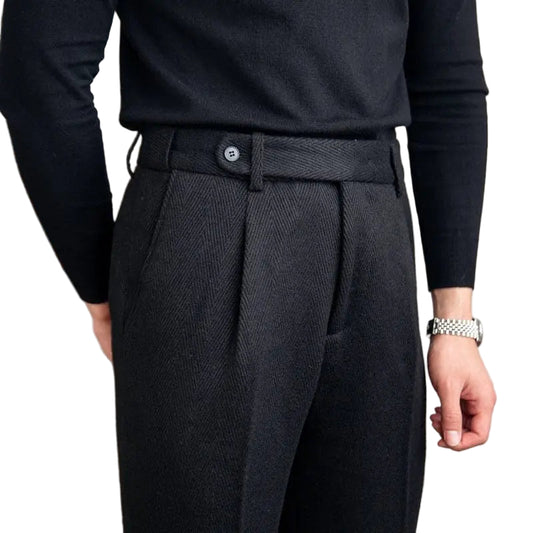 Herrbyxor i fiskbensmönster med elegant design 0