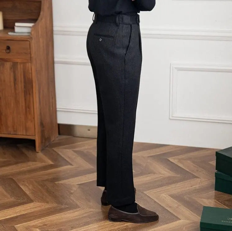 Herrbyxor i fiskbensmönster med elegant design 3