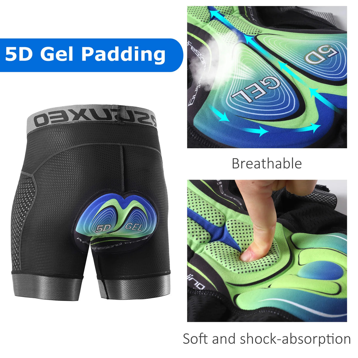 Herrcykelshorts med 5D Gel Kuddar och Snabbtorkande Material 3