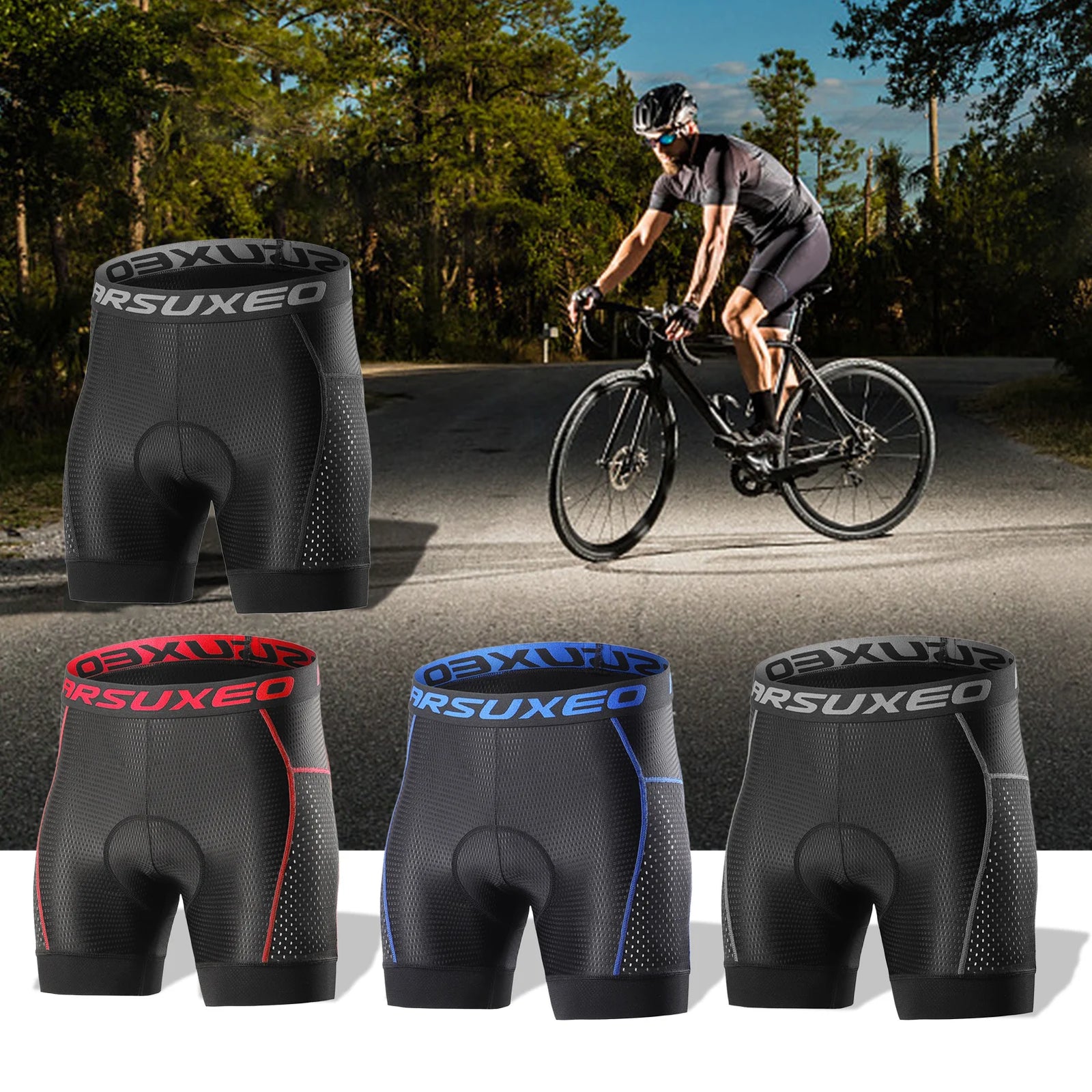 Herrcykelshorts med 5D Gel Kuddar och Snabbtorkande Material 5