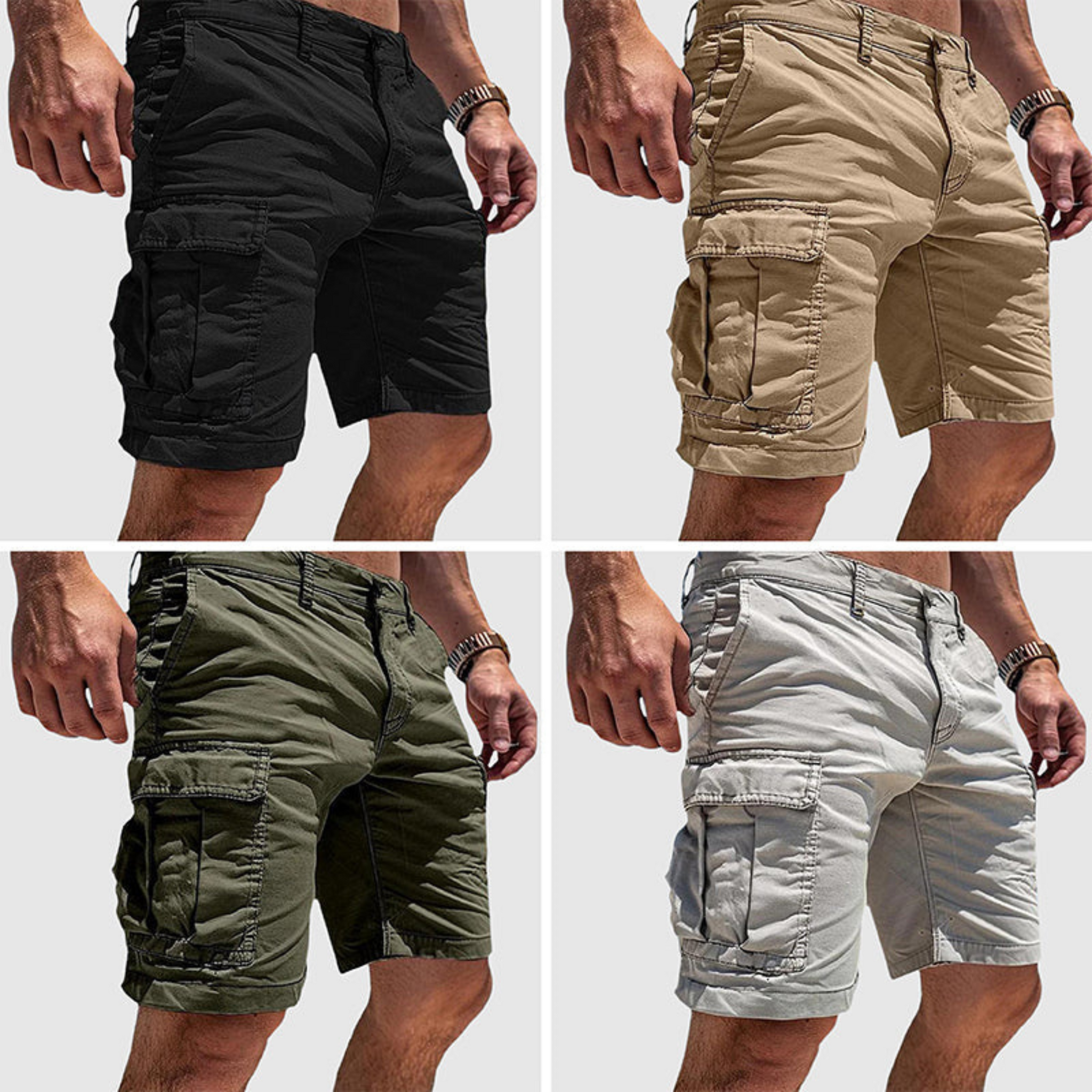 Herren Cargoshorts Avslappnad Stil med Flera Fickor 3