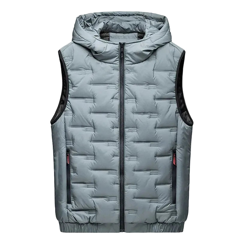 Herren Dunväst Tech-Wear Design med Huva 0