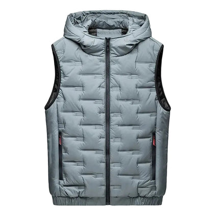 Herren Dunväst Tech-Wear Design med Huva 0