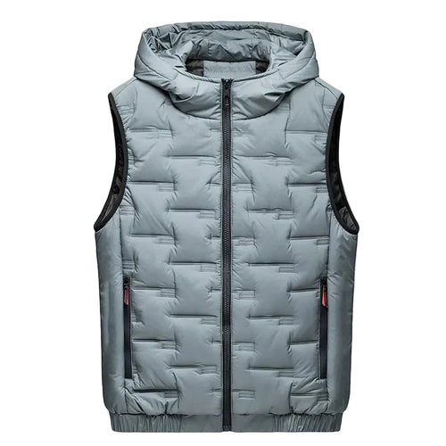 Herren Dunväst Tech-Wear Design med Huva 0