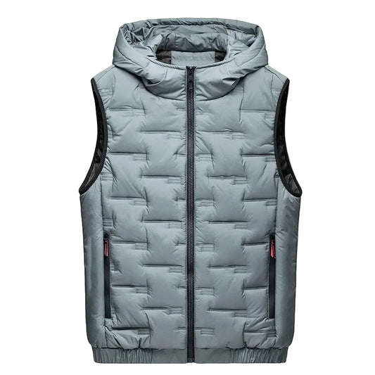 Herren Dunväst Tech-Wear Design med Huva 0