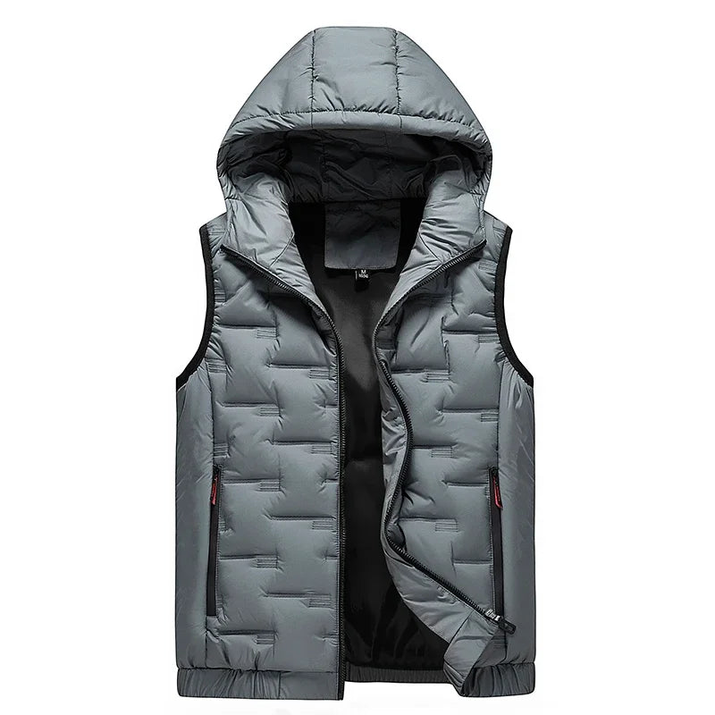 Herren Dunväst Tech-Wear Design med Huva 1