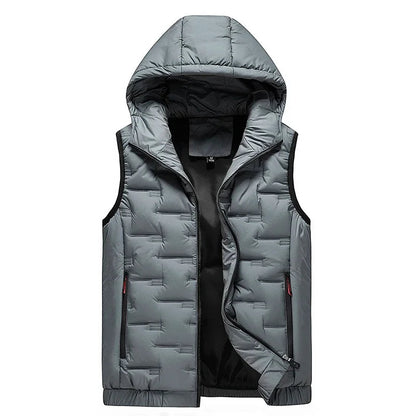 Herren Dunväst Tech-Wear Design med Huva 1