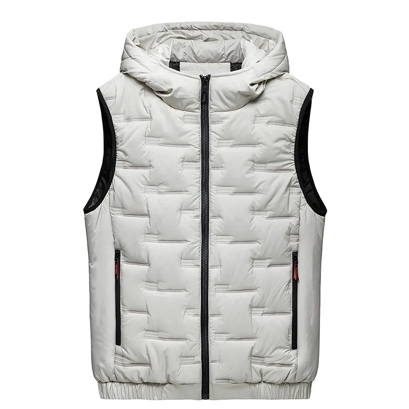 Herren Dunväst Tech-Wear Design med Huva 3