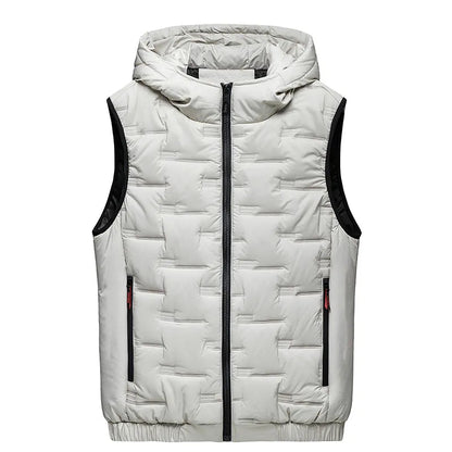 Herren Dunväst Tech-Wear Design med Huva 3