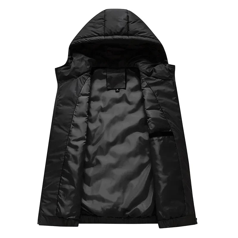 Herren Dunväst Tech-Wear Design med Huva 5