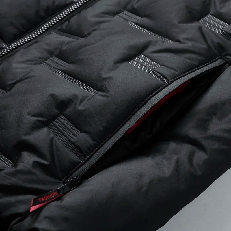 Herren Dunväst Tech-Wear Design med Huva 6