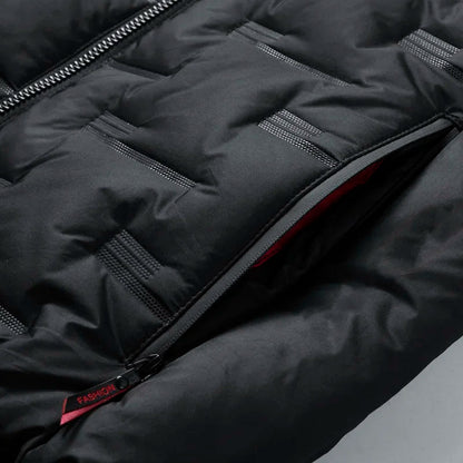 Herren Dunväst Tech-Wear Design med Huva 6